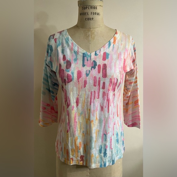 Whimsy Rose Rainbow Rain Knit Top Size Medium - Picture 1 of 6